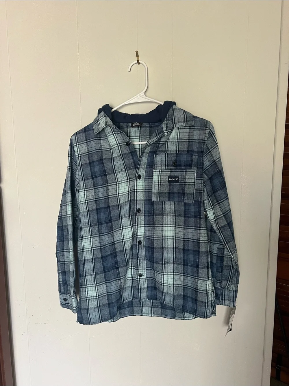 Hurley Hooded Plaid Flannel Shirt – Midnight Blue | NWT